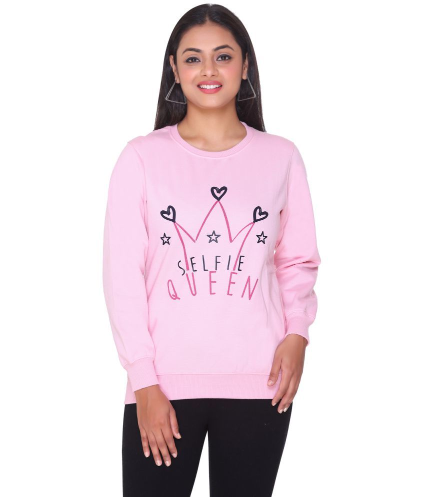     			Ree Line Fleece Pink Non Hooded Sweatshirt