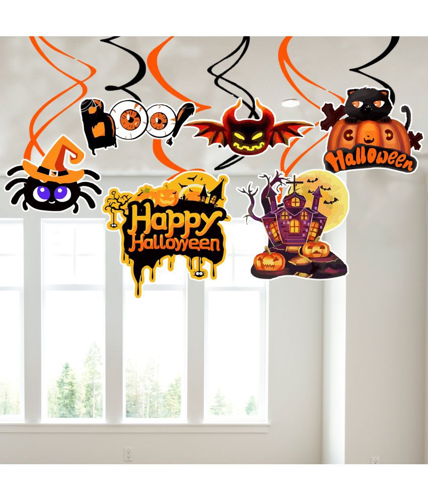    			Zyozi 6 Pcs Halloween Theme Party Decoration Hanging from Ceiling Decoration Items,Halloween Haing Swirls for Party
