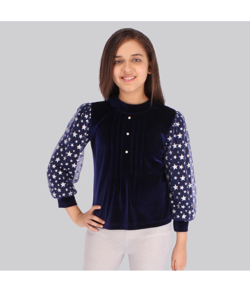     			Cutecumber - Navy Velvet Girls Top ( Pack of 1 )