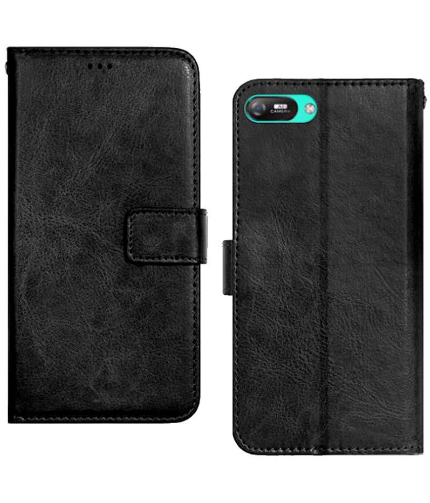    			Kosher Traders - Black Artificial Leather Flip Cover Compatible For Itel A26 ( Pack of 1 )