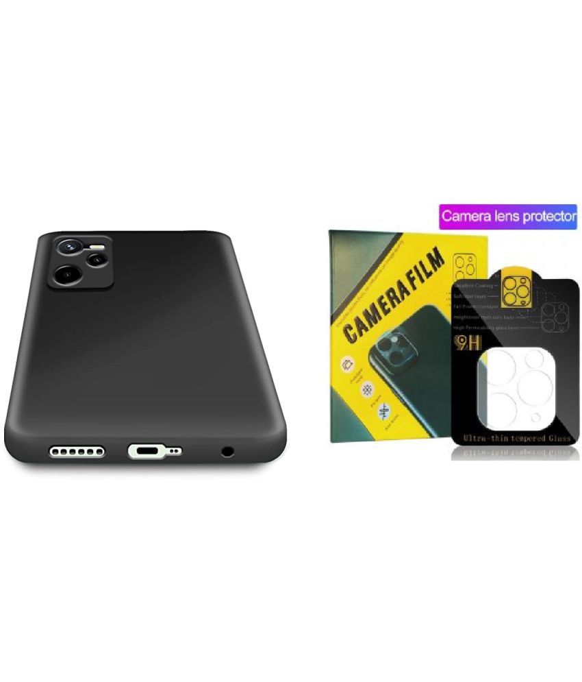     			Kosher Traders - Black Silicon Combo of Shock Proof Case with Camera Cover Compatible For Realme C12 ( Pack of 2 )