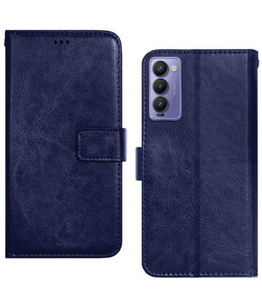     			Kosher Traders - Blue Artificial Leather Flip Cover Compatible For Tecno Camon 18 ( Pack of 1 )