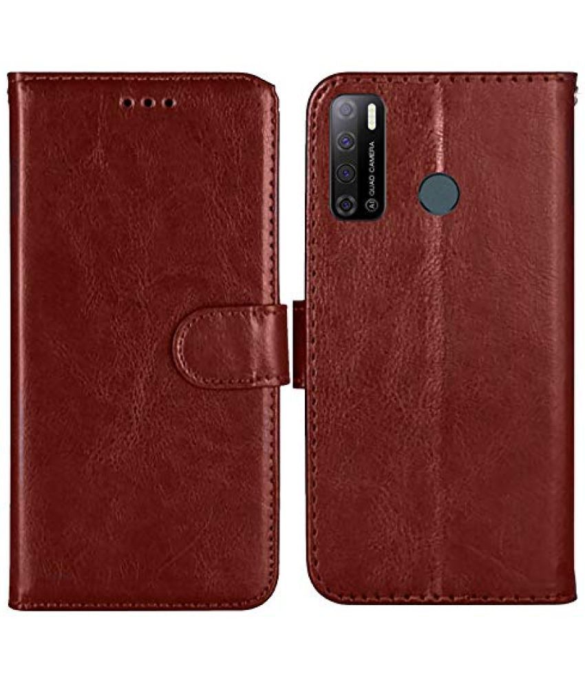     			Kosher Traders - Brown Artificial Leather Flip Cover Compatible For Tecno Spark Power 2 ( Pack of 1 )