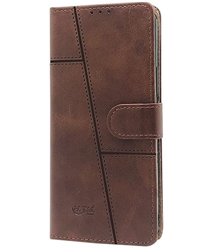     			Kosher Traders - Brown Artificial Leather Flip Cover Compatible For Redmi K50i 5g ( Pack of 1 )