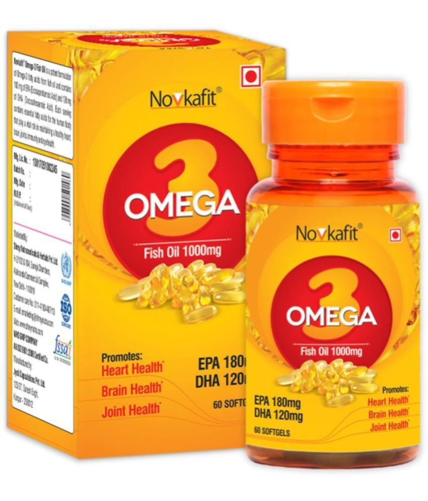     			Novkafit Omega 3 Fish Oil 1000mg for Heart, Brain & Immune Support 60 no.s Minerals Softgel