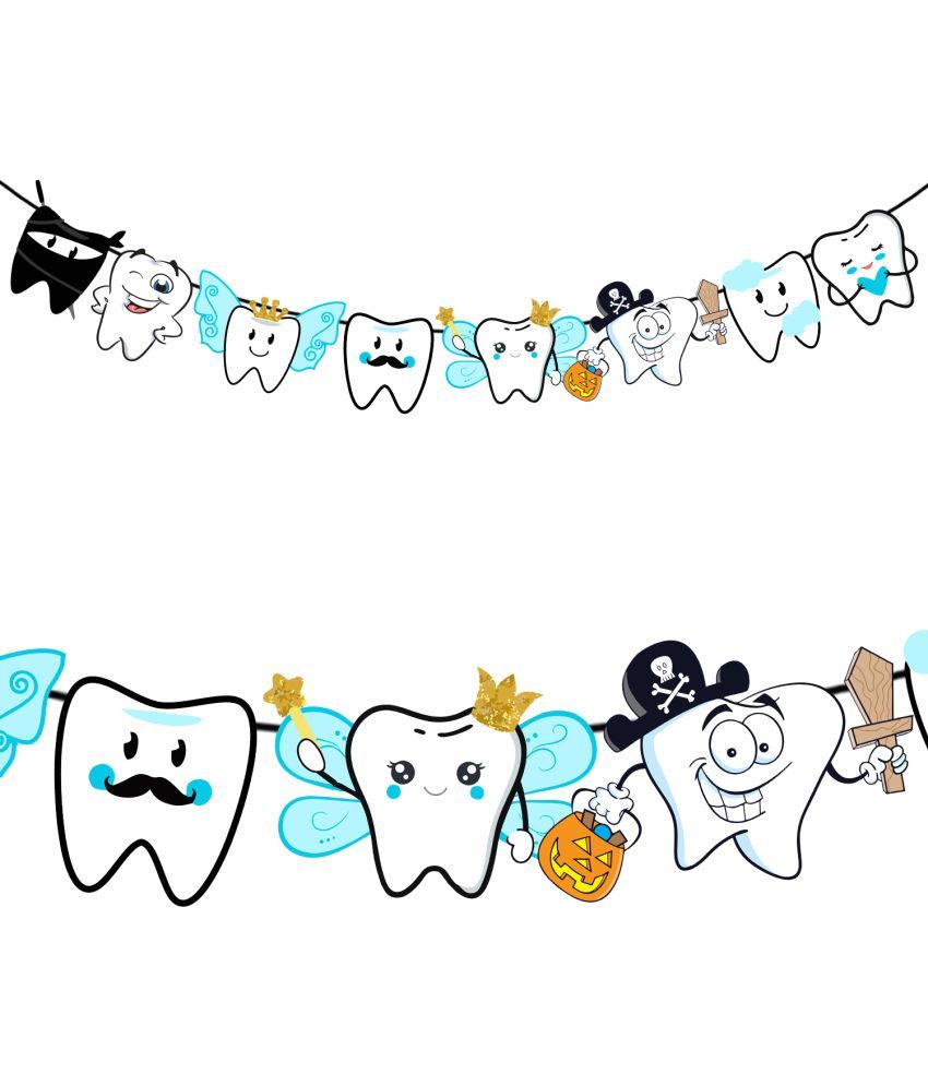     			Zyozi I Got My First Tooth Character Banner/I Got My First Tooth Decoration/I Got My 1st Tooth Banner Bunting Banner (BABY BOY)