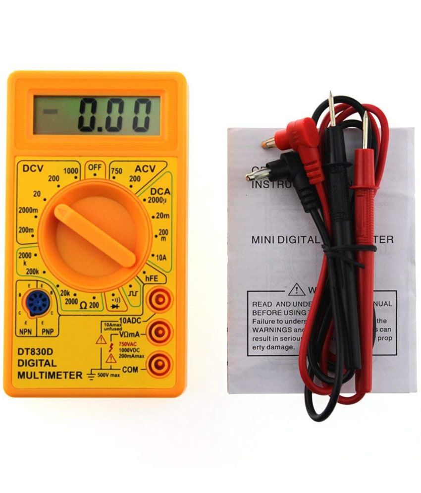    			Aldeco Digital Yellow Multimeter LCD AC DC Measuring Voltage Current. Output Voltage Ampere Ohm Tester Probe DC AC LCD Overload Protection.