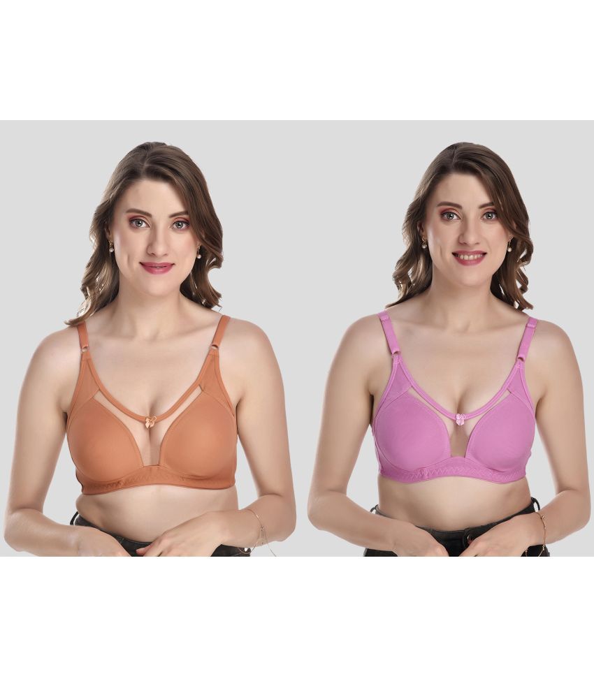     			Elina Pack of 2 Cotton Non Padded Women's T-Shirt Bra ( Coffee )