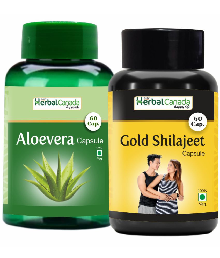     			Herbal Canada Aloevera (60 Cap) + Gold Shilajit (60 Cap) - (Pack Of 2)