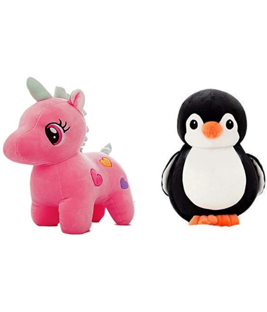 ALPHONSO CUTE SERIES COMBO OF UNICORN HORSE AND BLACK PANGUINE  SOFT TOYS Baby toys, Kids toy, Toy for girl, birthday gift for girl/boys, toy gift for girls, Kids toys (PACK OF 2)