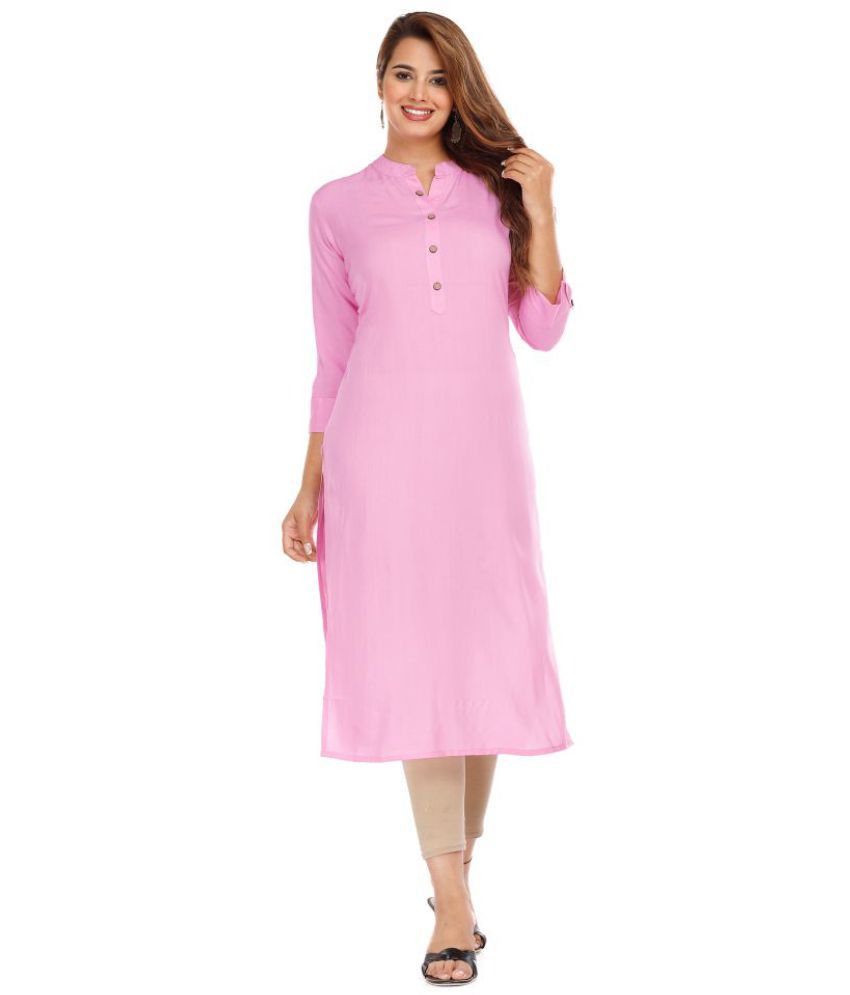     			CTMTEX - Pink Rayon Women's Straight Kurti ( Pack of 1 )