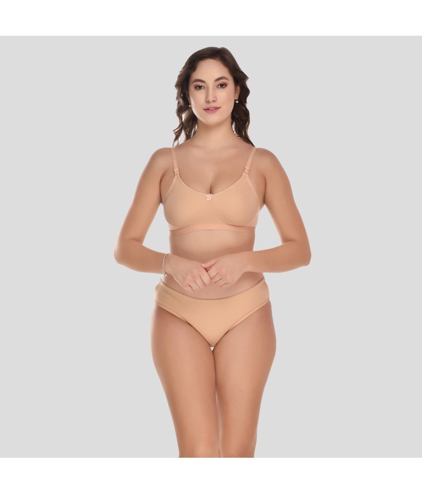     			Elina Cotton Women's Bra & Panty Set ( Tan )