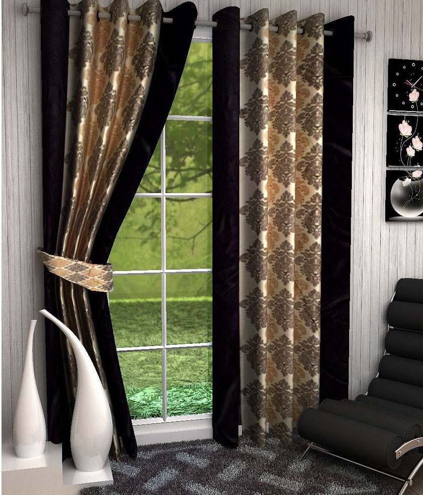     			Koli collections - Brown Polyester Printed Door Curtain ( Pack of 2 )