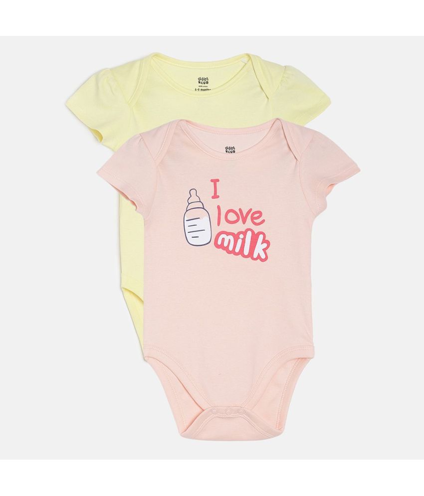     			MINI KLUB - Multicolor Cotton Bodysuit For Baby Girl ( Pack Of 2 )