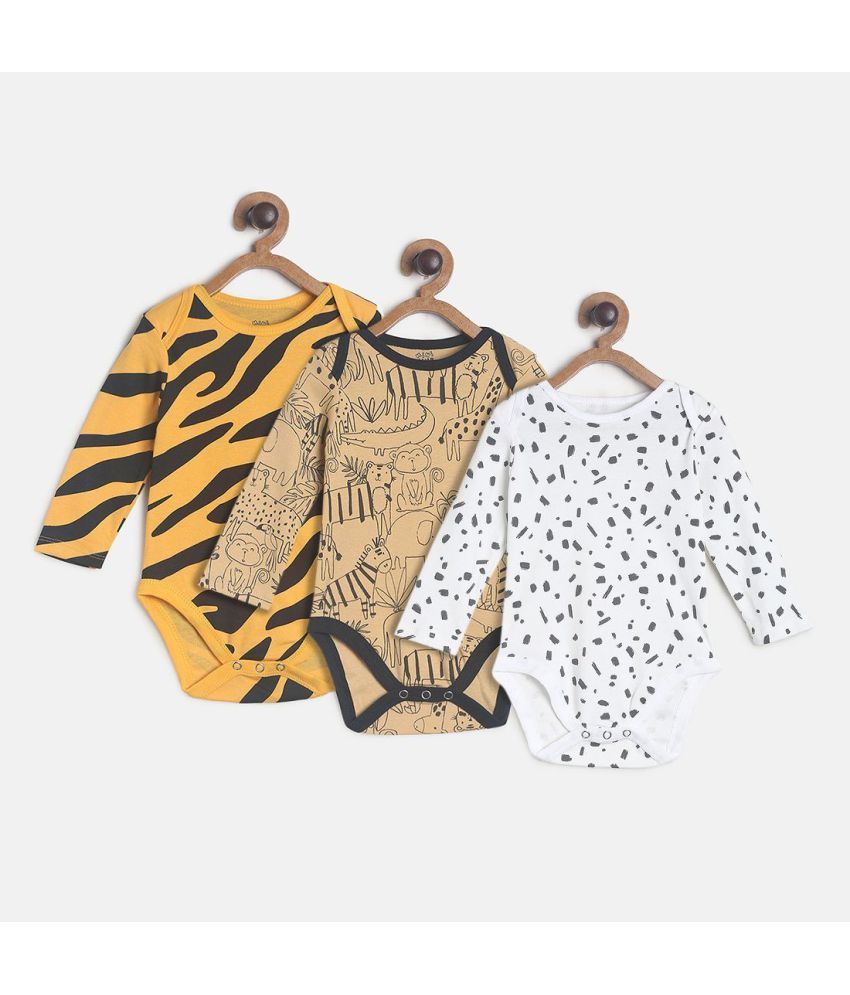     			MINI KLUB - Yellow Cotton Bodysuit For Baby Boy ( Pack Of 3 )