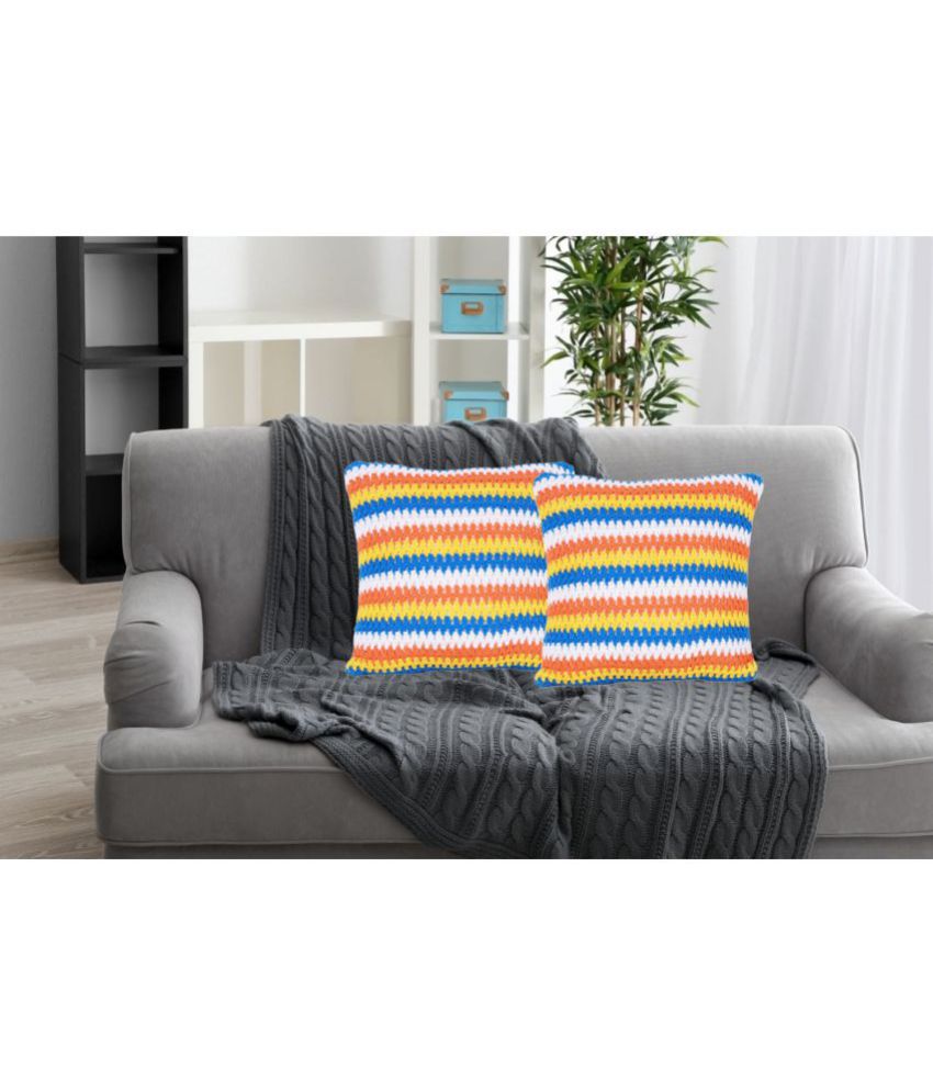     			NUEVOSGHAR - Mustard Set of 2 Polyester Square (30X30)cm Cushion Cover with Filler