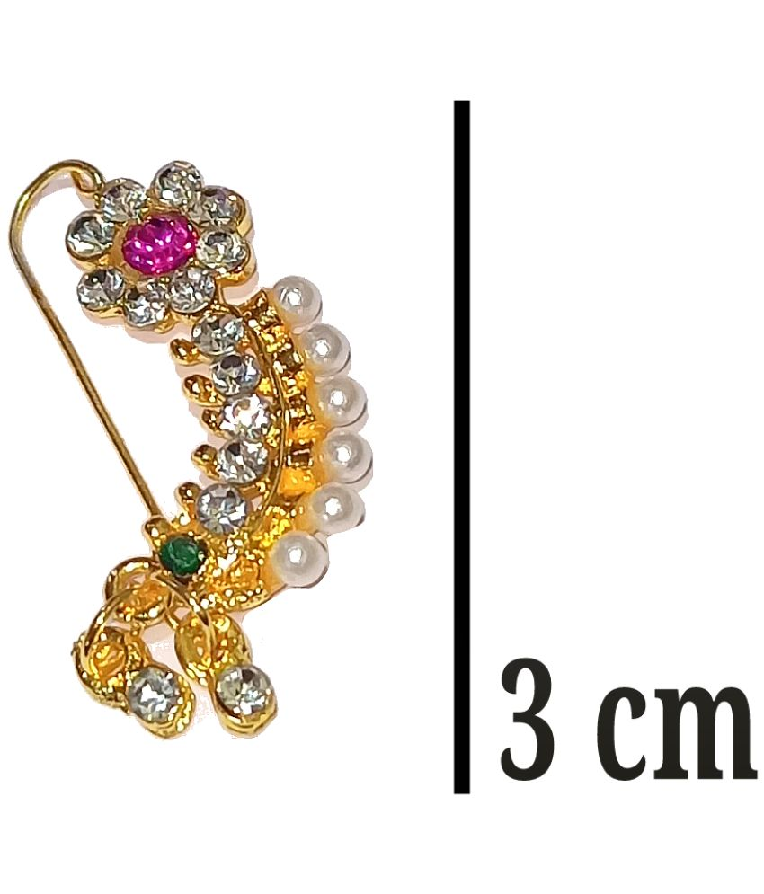 Traditional Golden Ethnic Bridal Maharashtrian Nose Ring/Nath without