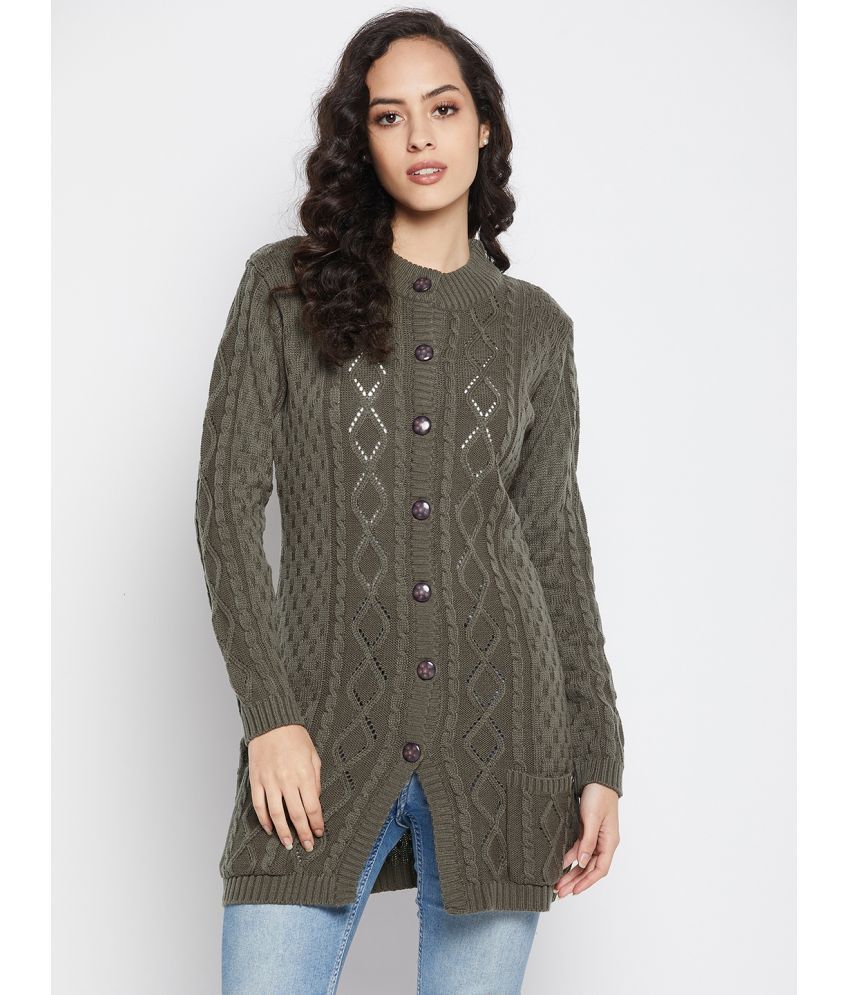     			Duke Acro Wool Green Buttoned Cardigans -