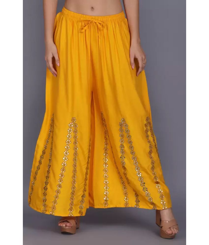     			MEYARA - Mustard Rayon Flared Women's Palazzos ( Pack of 1 )