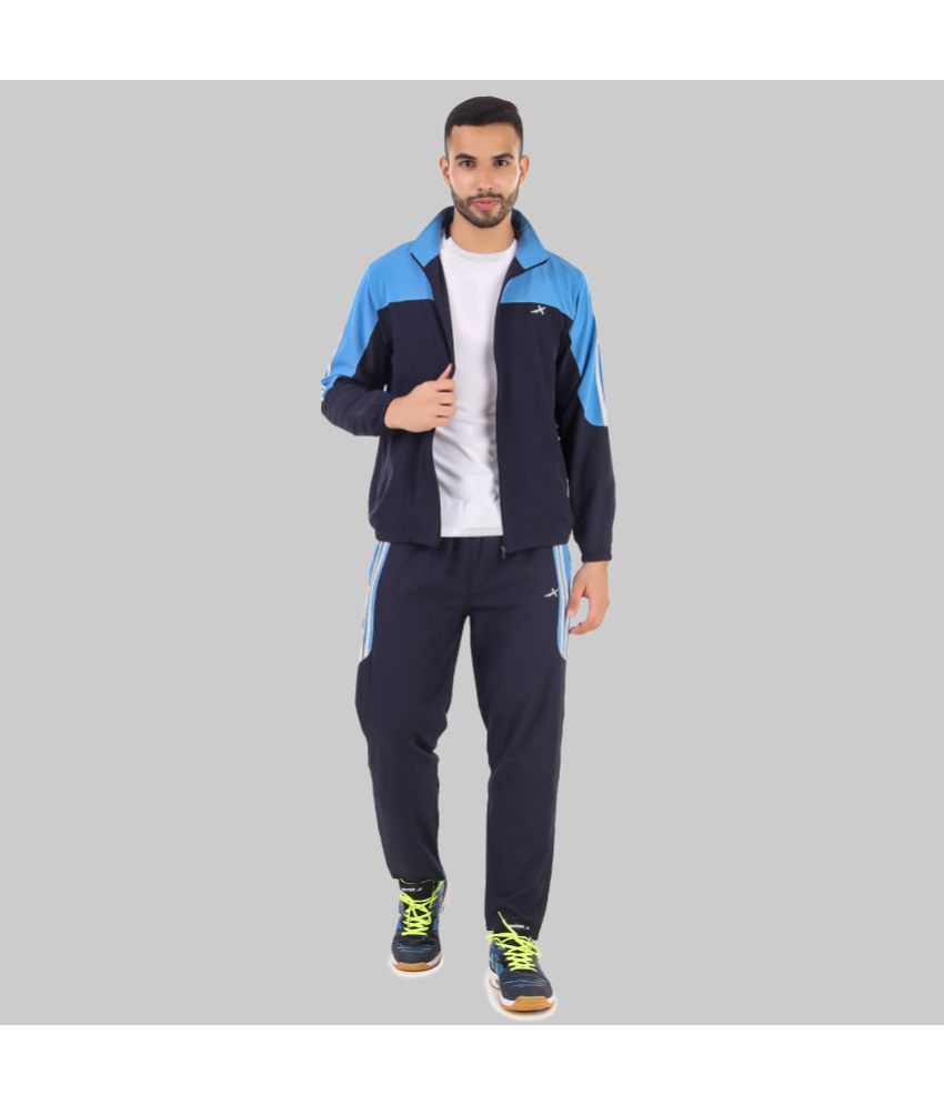     			Vector X - Navy Polyester Regular Fit Colorblock Men's Sports Tracksuit ( Pack of 1 )