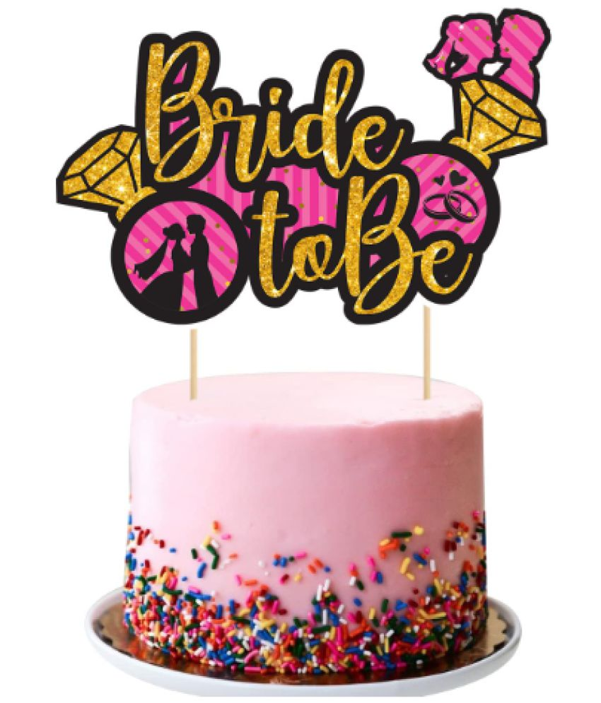     			Zyozi  Bride to Be Cake Topper for Bridal Shower/Wedding Shower/Engagement/Bachelorette (PINK AND BLACK)