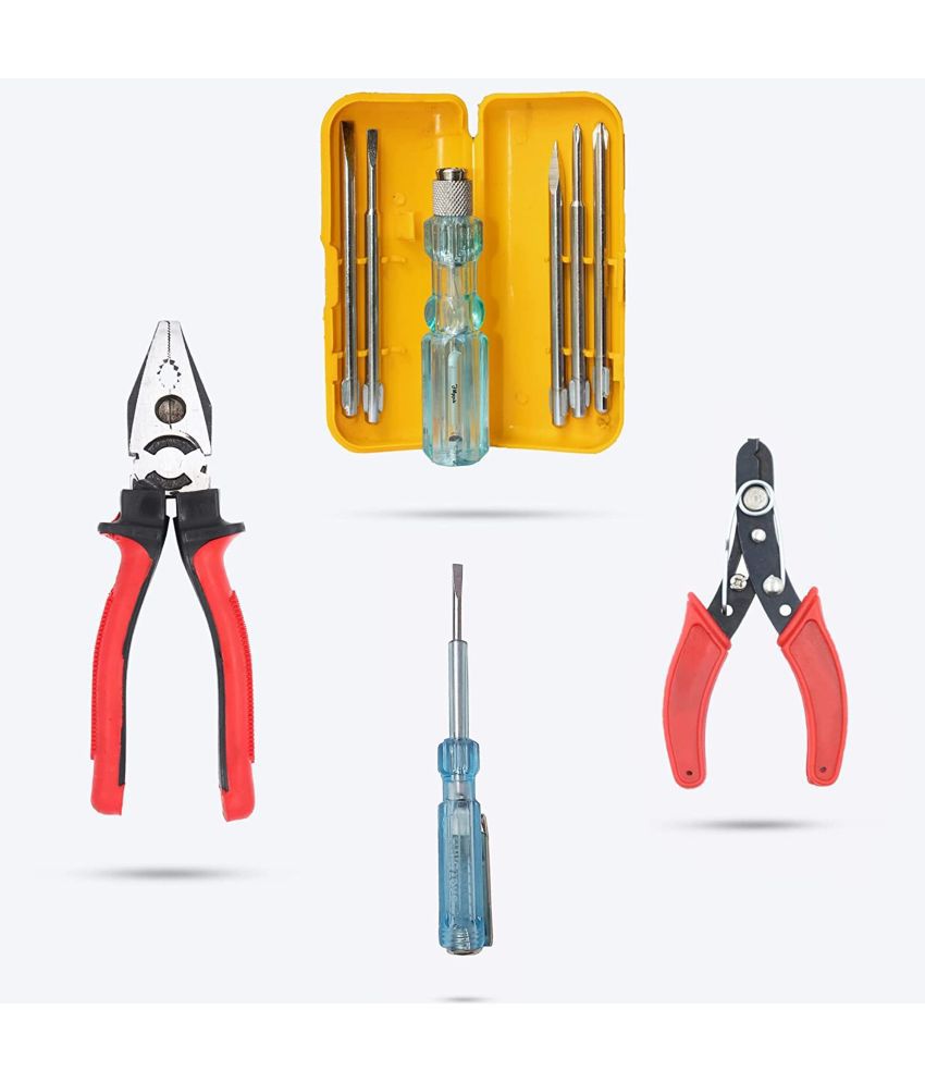     			Aldeco Hand Tool Kit Heavy duty Grip Plier (Pilash), 5in1 Screw Driver Set, Tester & Cutter. Tools For Domestic & Industrial Purpose.