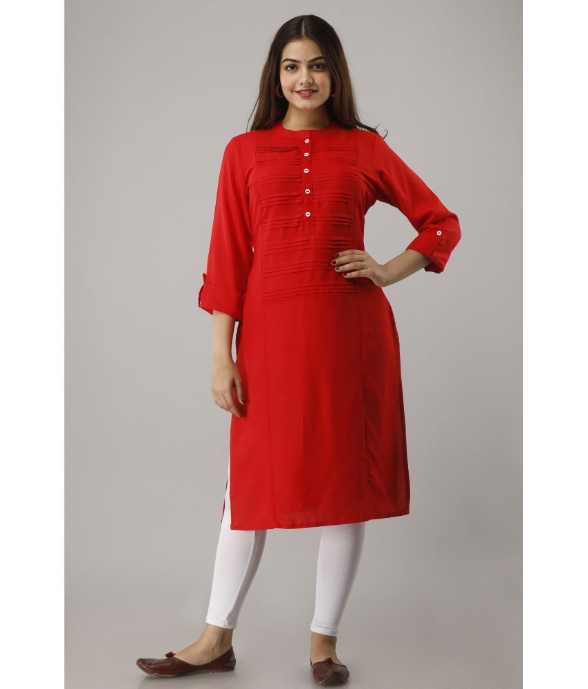     			Frionkandy - Red Rayon Women's Straight Kurti ( Pack of 1 )