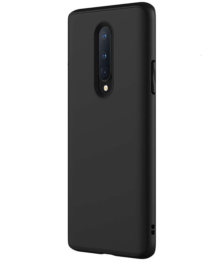     			Spectacular Ace - Black Silicon Plain Cases Compatible For OnePlus 8 ( Pack of 1 )
