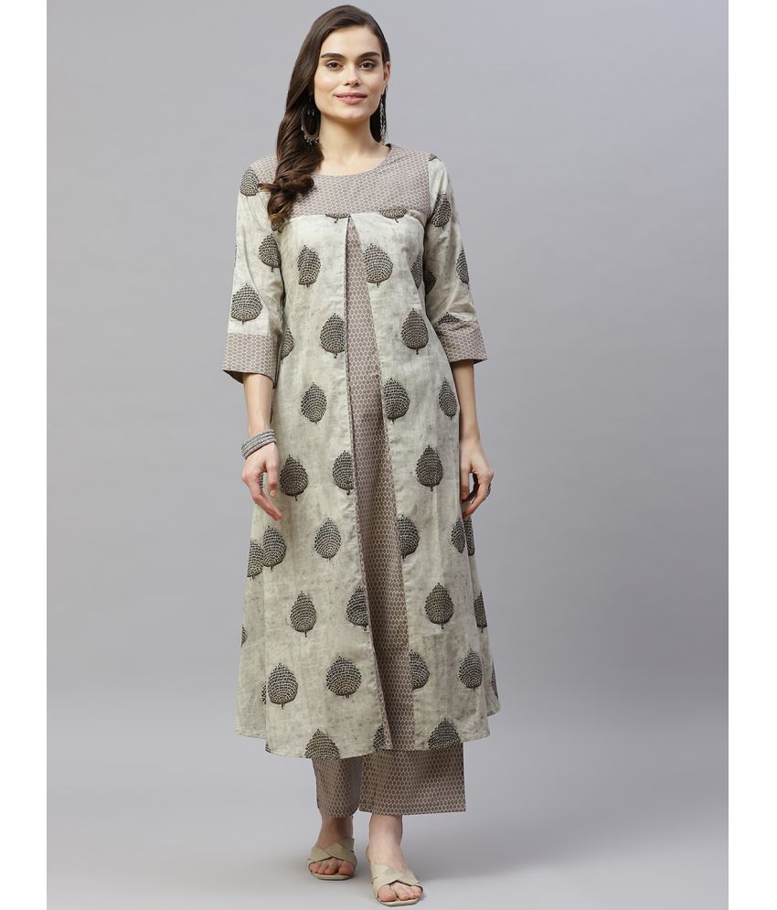     			miravan - Beige A-line Cotton Women's Stitched Salwar Suit ( Pack of 1 )