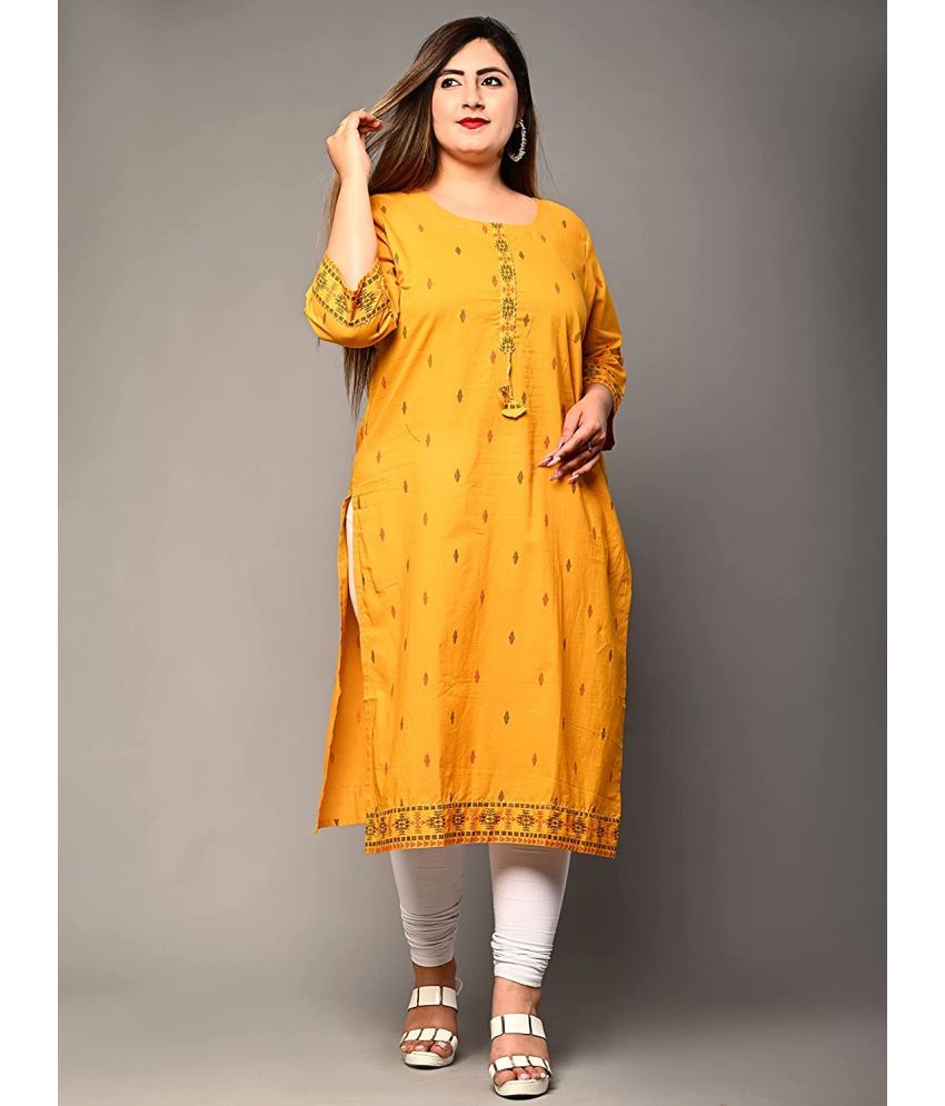     			Swasti - Yellow Cotton Women's Straight Kurti ( Pack of 1 )