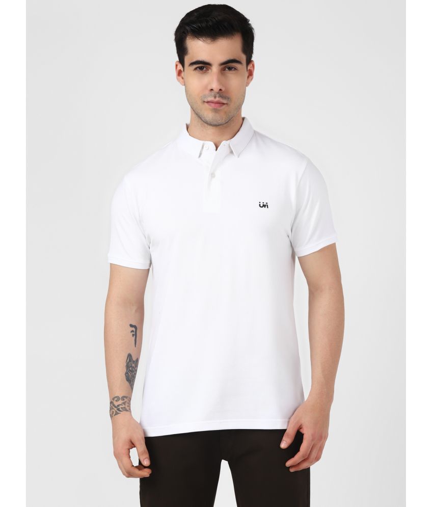     			UrbanMark Men 100% Cotton Half Sleeves Regular Fit Solid Polo T Shirt-White