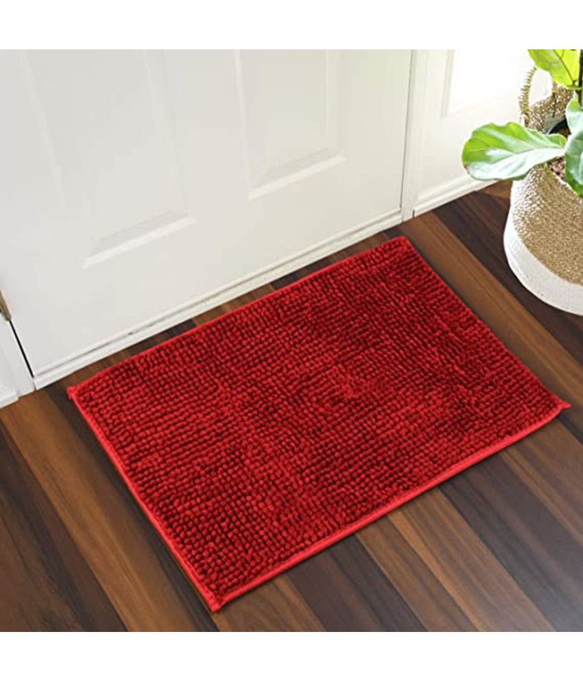     			Abhikram Red Single Anti-skid Door Mat - ( 60 X 40 cm )