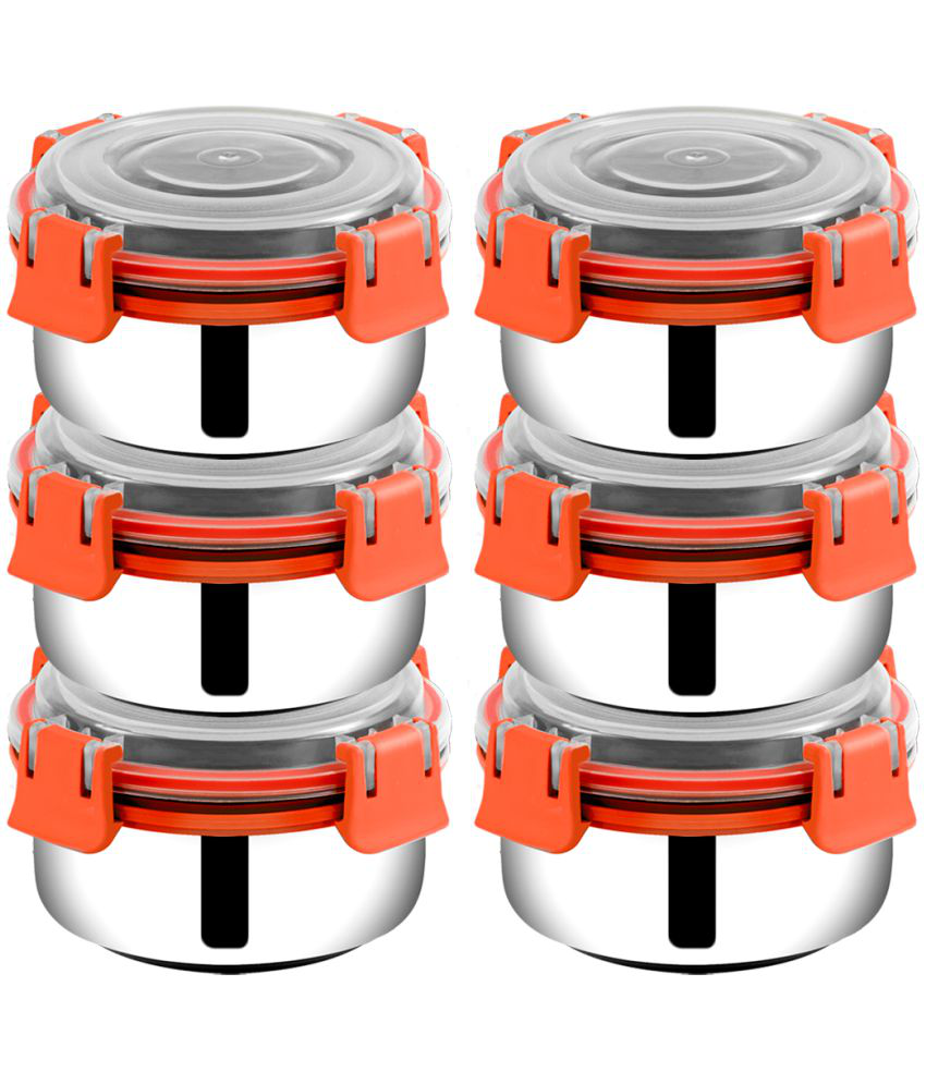     			BOWLMAN - Steel Orange Food Container ( Set of 6 - 350mL each )