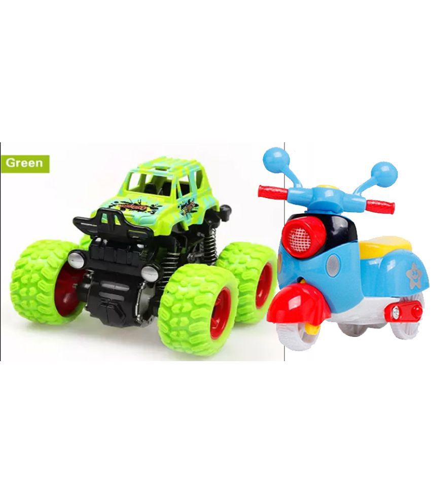 Bike Push and Go Scooter Toy & Mini monster truck our-wheel drive inertial vehicle