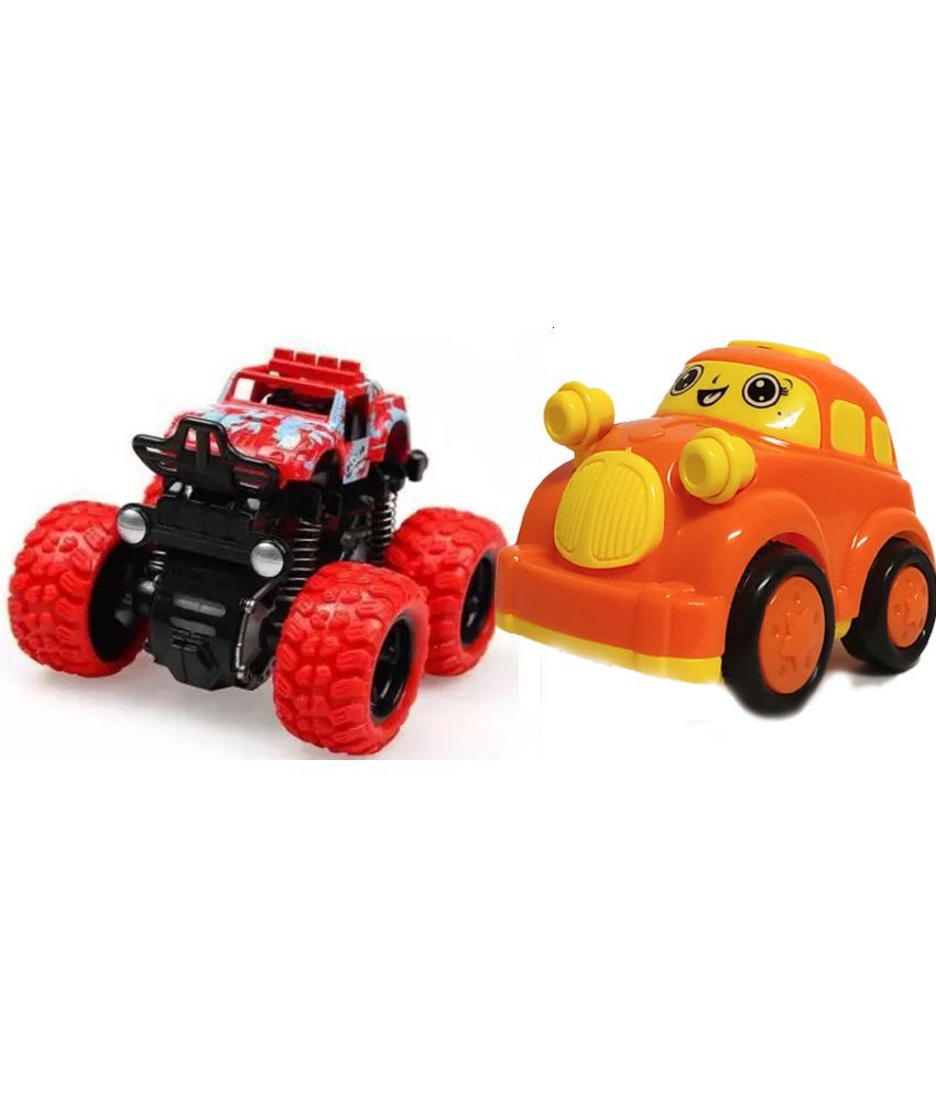 Car Toy Realistic Movements red & Mini Size Vehicle Push Pull Along Toys Rock Crawler Biking Toy with Shock-Absorber in Color