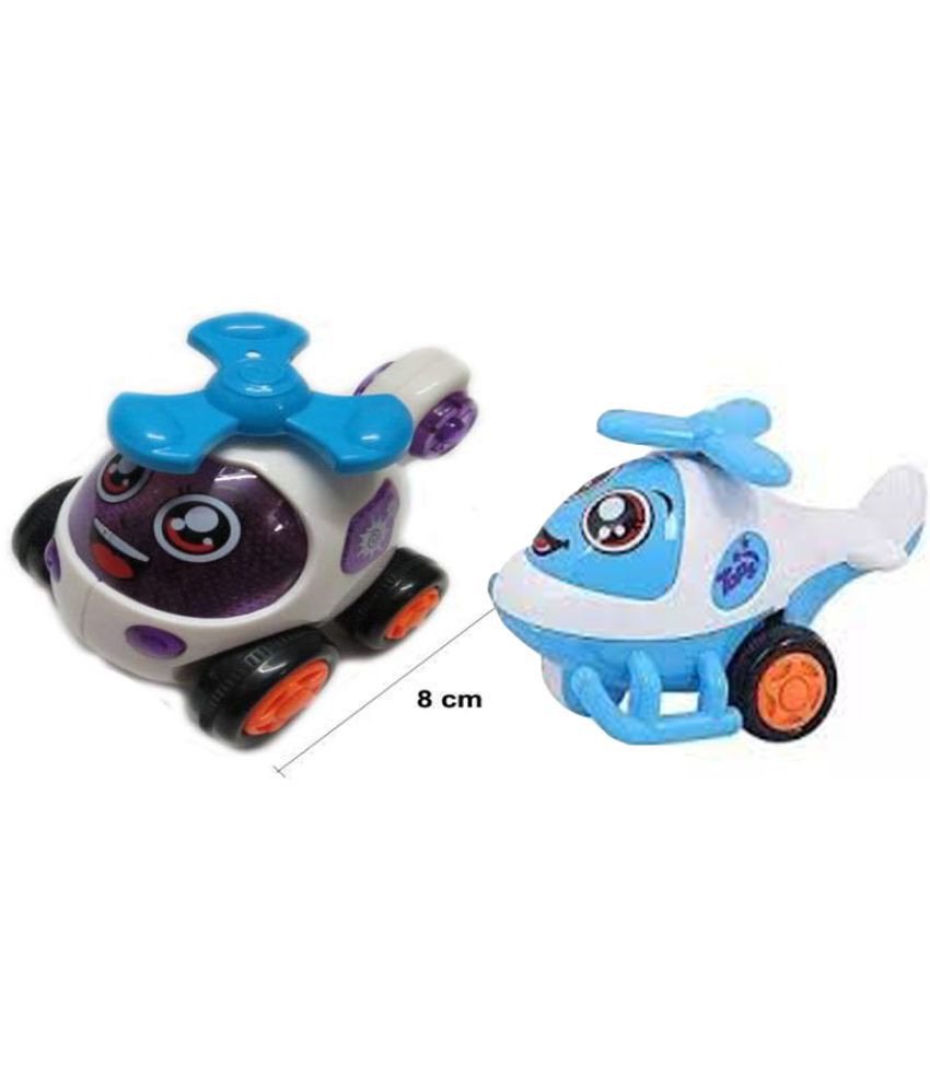 Friction powerred push Go Toy blue & smiling mini toy helicopter Friction powerred push Go Toy purple