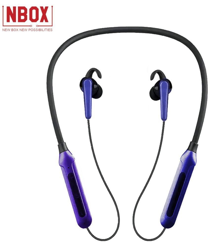 NBOX FLEXIBAND ( BR-106) In Ear Bluetooth Neckband 20 Hours Playback IPX4(Splash & Sweat Proof) Active Noise cancellation -Bluetooth V 5.1 Blue