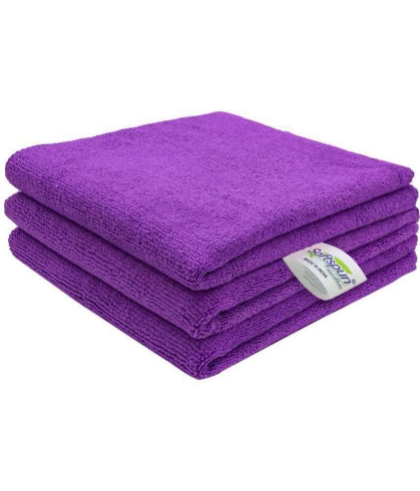     			SOFTSPUN - Microfibre Hand Towel ( 48x36 ) cm 301-350 -GSM ( Pack of 3 ) Purple