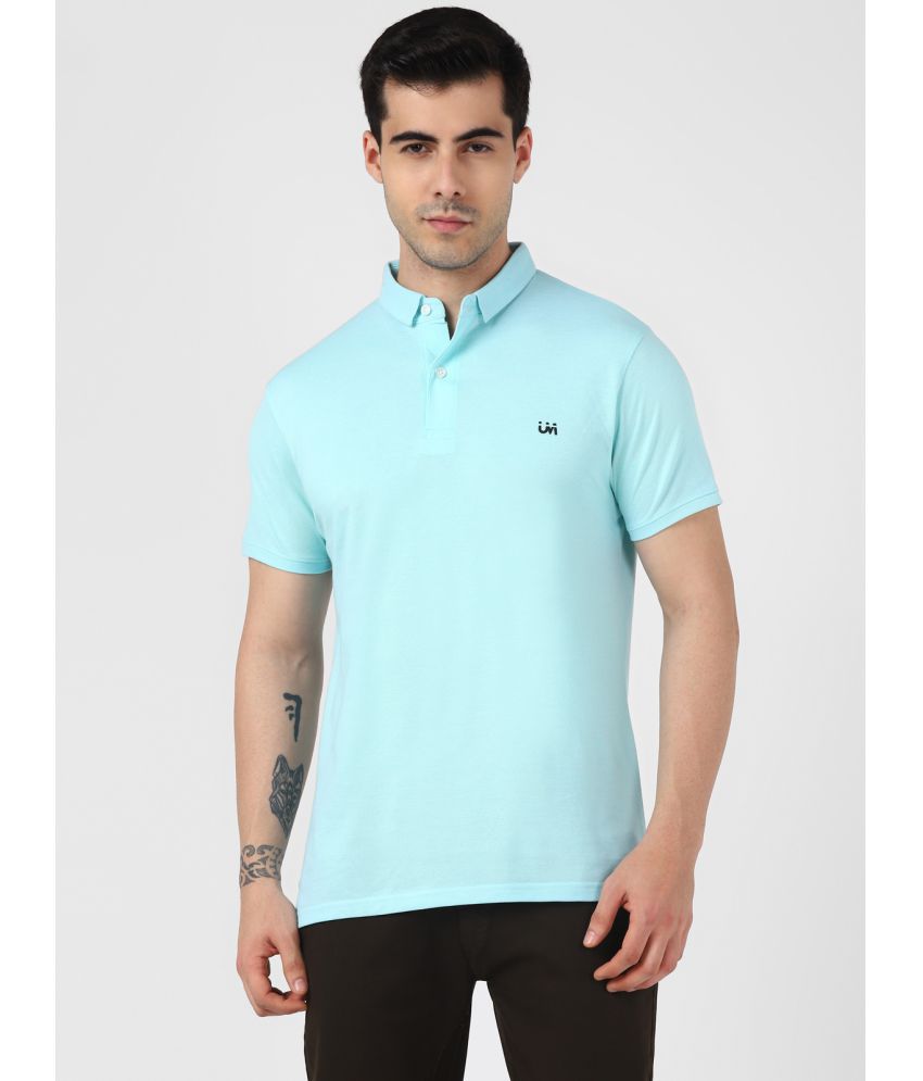     			UrbanMark Men 100% Cotton Half Sleeves Regular Fit Solid Polo T Shirt-Light Blue