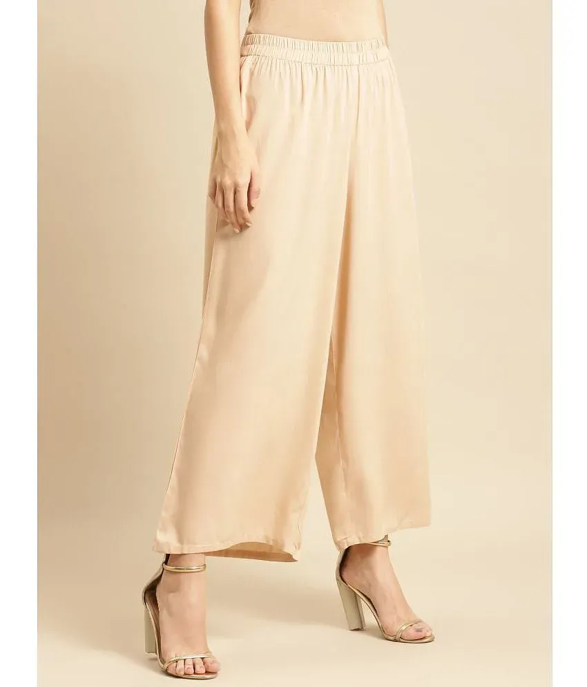 rangita Women Rayon Beige Solid Ankle Length Straight Pant, 26 : :  Fashion