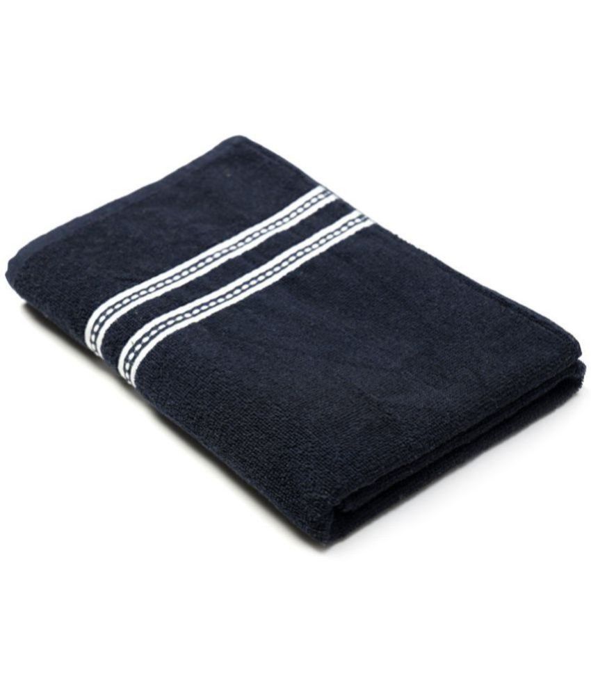URBAN MAGIC - Cotton Blend Navy Blue Striped Bath Towel ( 70x140 ) cm 400 -GSM ( Pack of 1 )