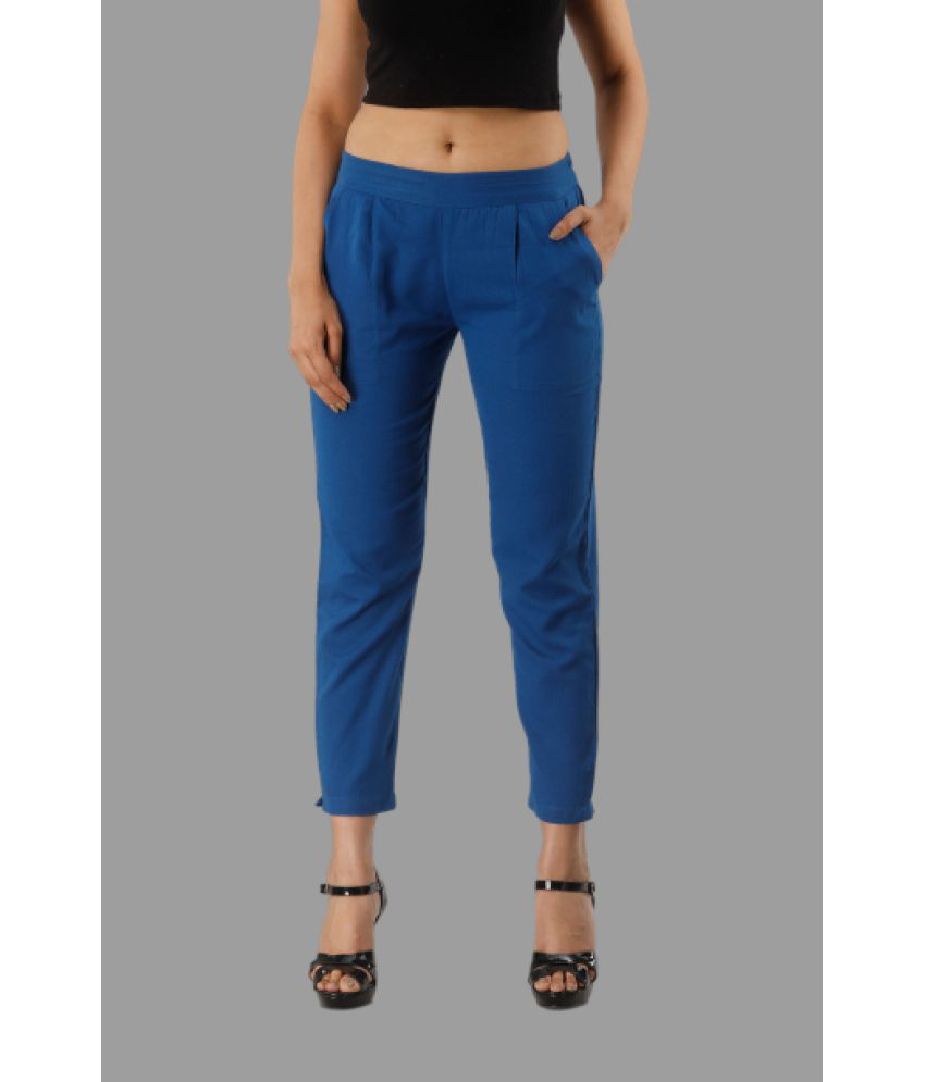     			WIMIN - Blue Cotton Regular Women's Casual Pants ( Pack of 1 )