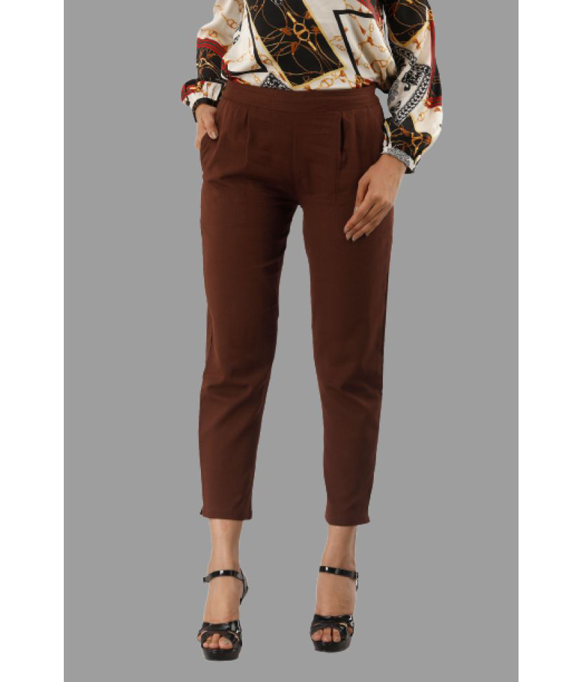     			WIMIN - Brown Cotton Regular Women's Casual Pants ( Pack of 1 )