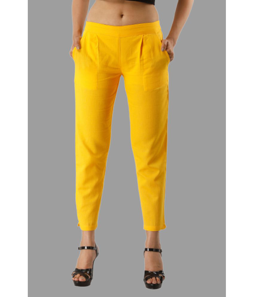     			WIMIN - Yellow Cotton Regular Women's Casual Pants ( Pack of 1 )