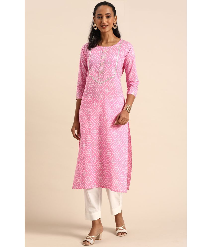     			Rajnandini - Pink 100% Cotton Women's Straight Kurti ( Pack of 1 )