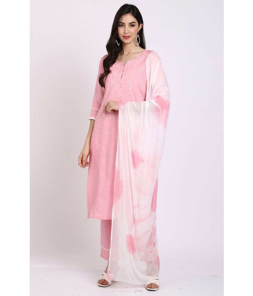     			Rajnandini - Pink Straight Cotton Women's Stitched Salwar Suit ( Pack of 1 )