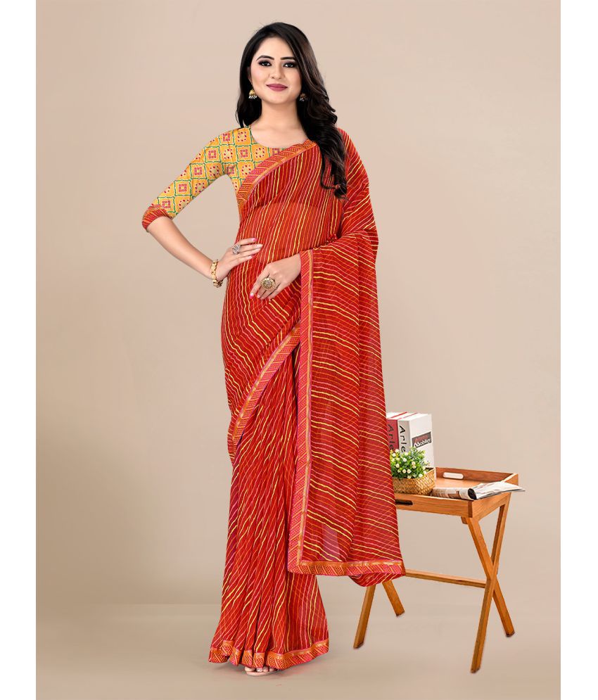    			RekhaManiyar - Red Georgette Saree With Blouse Piece ( Pack of 1 )