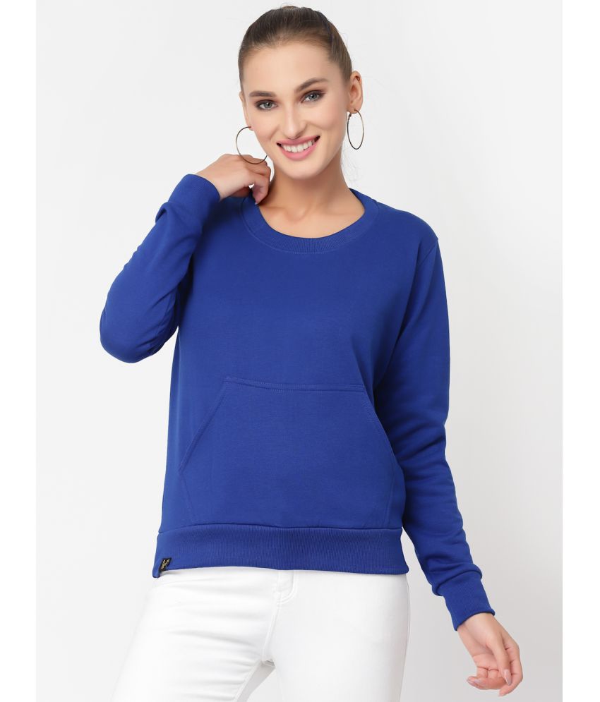     			Uzarus Cotton Blue Zippered Sweatshirt