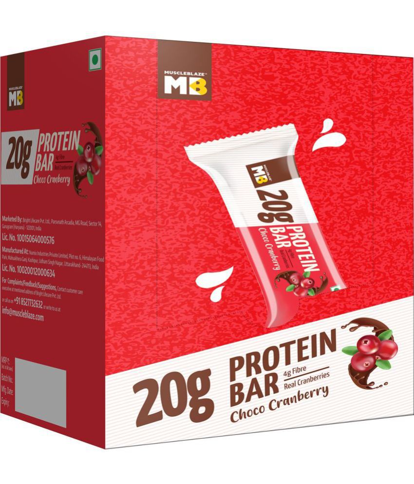 MuscleBlaze 20 g,Choco Cranberry Protein Bar Pack of 6 - 408 g