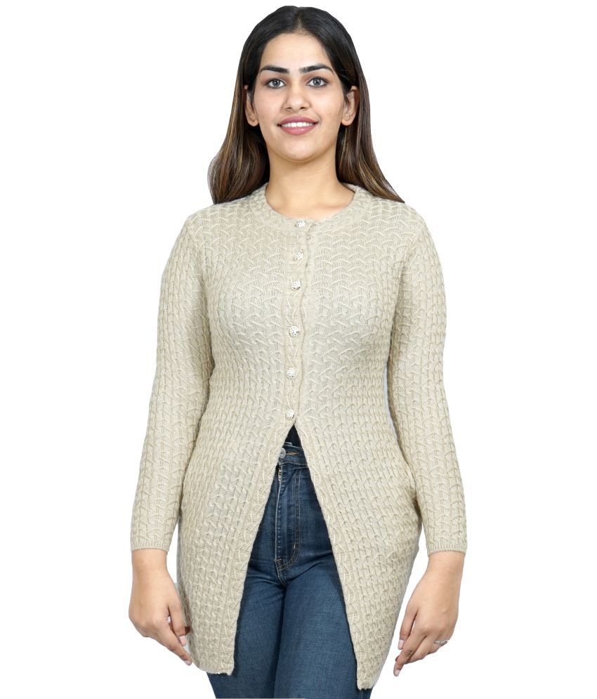     			Ogarti Woollen Beige Buttoned Cardigans - Single